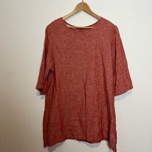 Bryn Walker Linen Bre 3/4 Sleeve Tunic Top Lagenlook Women's Size Large